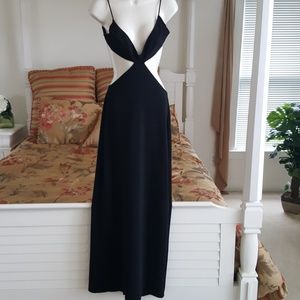 Black floor length dress with side cutouts